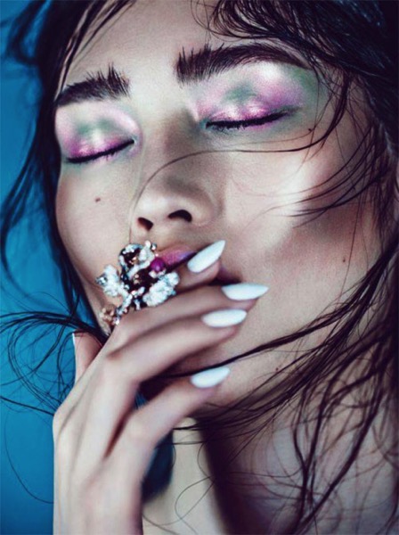 white-mani-with-iridescent-eyeshadow.jpg White mani with iridescent eyeshadow